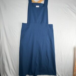 VOVK Teal Blue Pinafore Wrap Apron Dress Square Neck Midi Layering Minimalist